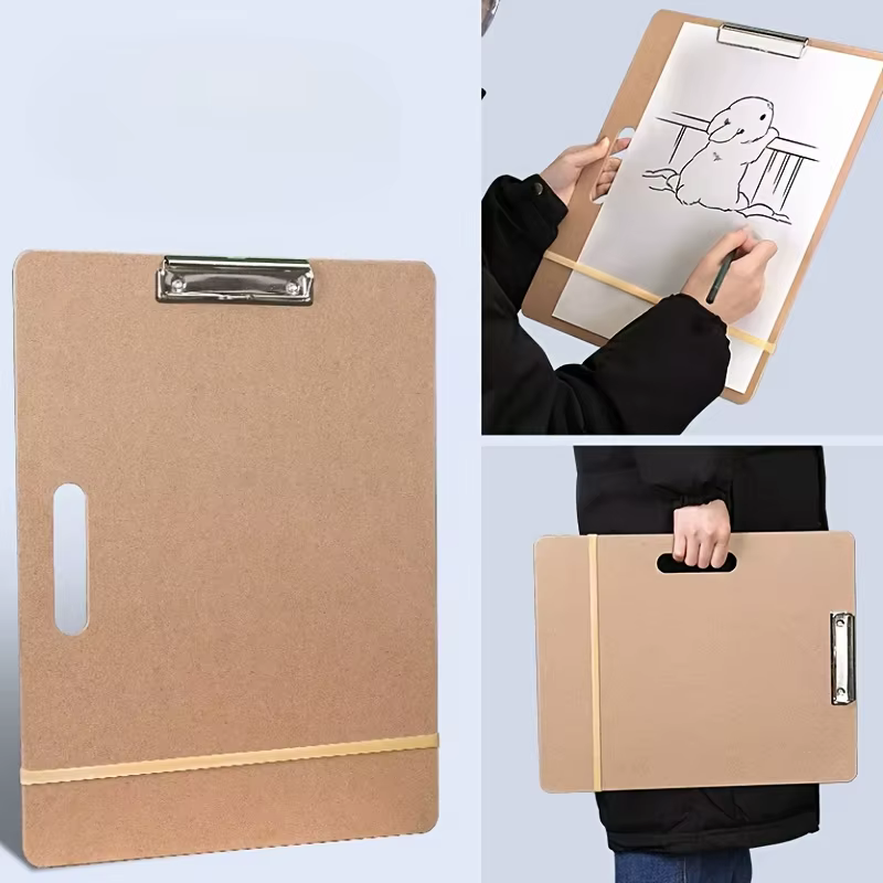 Planche à croquis d'artiste en bois, avec Clips robustes et bandes en caoutchouc, presse-papiers de dessin Portable pour les œuvres d'art en classe, 1 pièce
