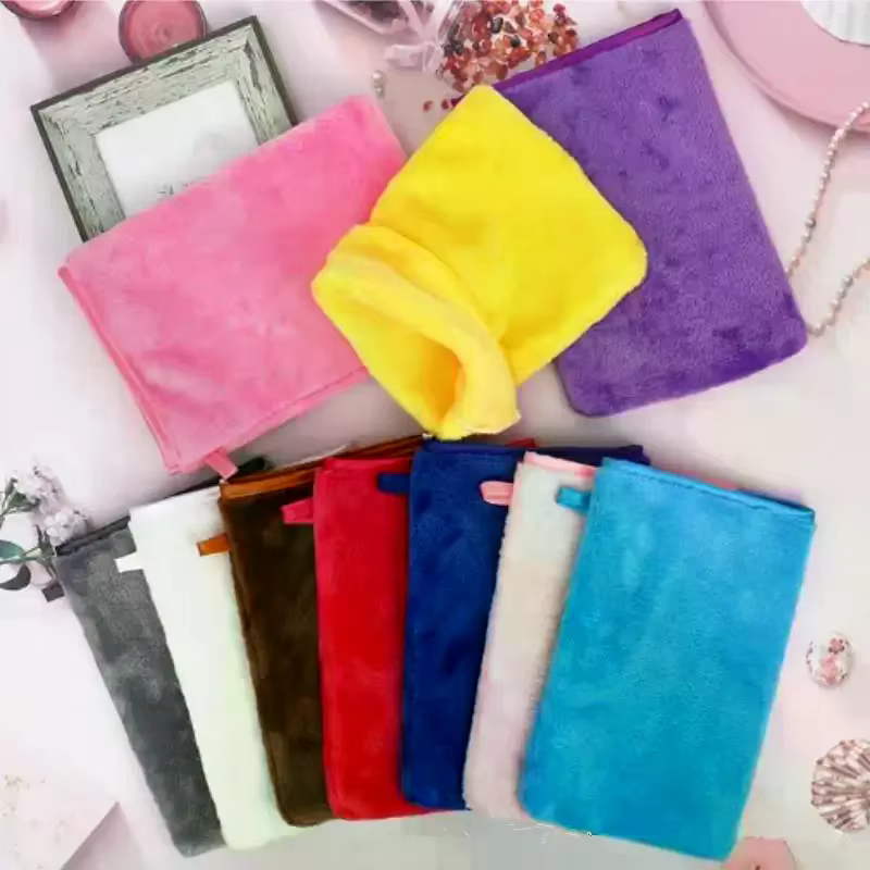 Gants de nettoyage démaquillants colorés, 1 pièce, serviette de soins du visage en microfibre douce réutilisable, chiffon de nettoyage du visage, soins de la peau