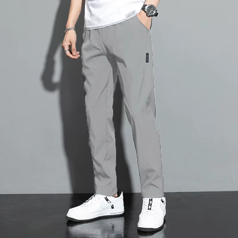 Pantalons pour hommes 2025 été nouveau noir gris mince affaires pantalons décontractés en plein air élastique respirant jambe droite pantalons de survêtement