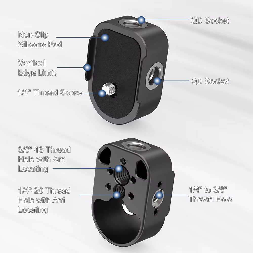 Base de poignée de batterie pour DJI RS 4 RS 3 RS 2, support d'extension de montage sur plaque de base avec prise QD, filetage 1/4 "et 3/8" pour la localisation Arri