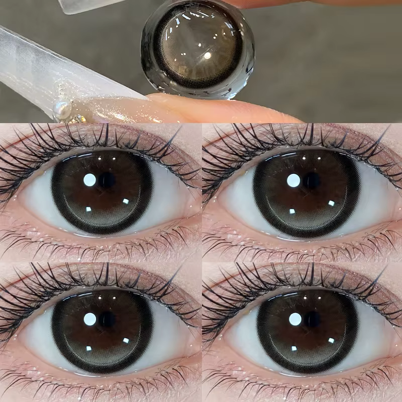 Deux paires de lentilles de Contact de couleur des yeux noirs de grand diamètre
