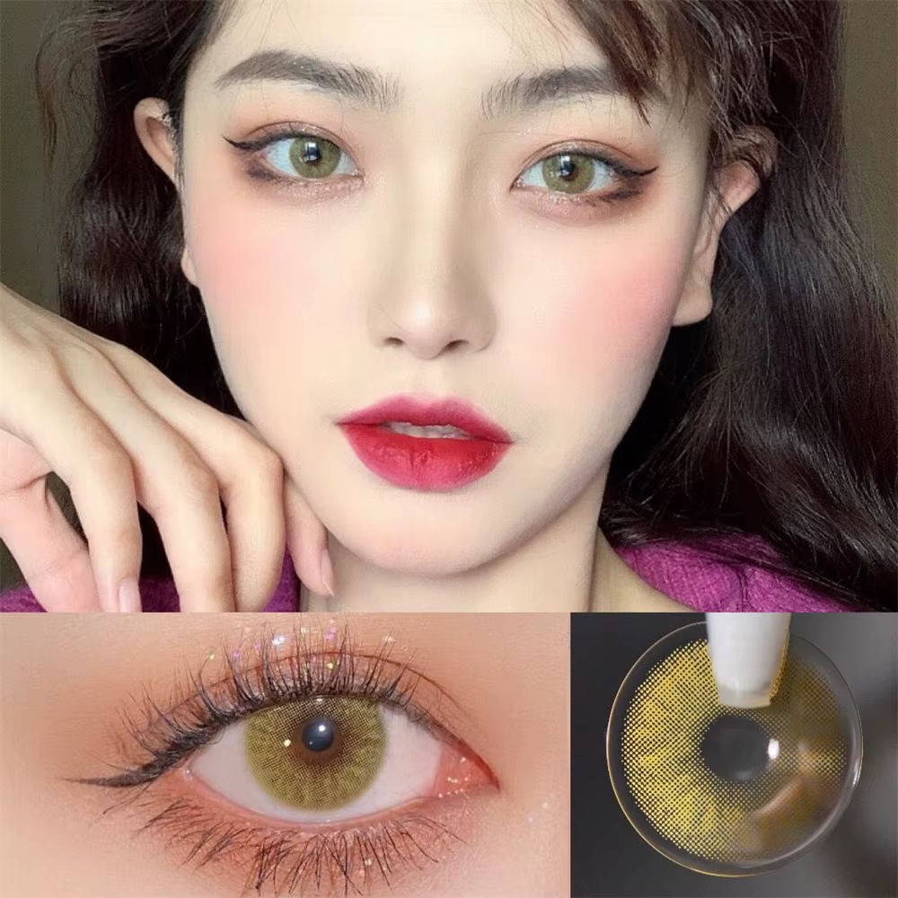 Lentilles de contact annuelles 10Ma Jiu Yellow Natural Color pour les yeux