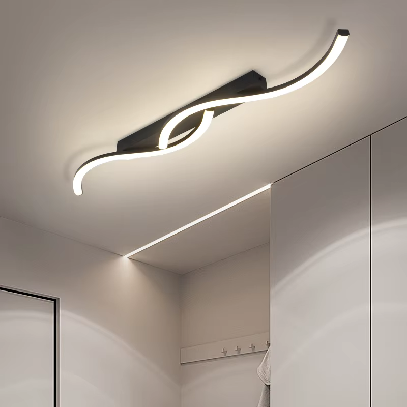 Plafonnier minimaliste moderne en aluminium noir plafonnier LED luminaire économie pour salon chambre maison intérieure