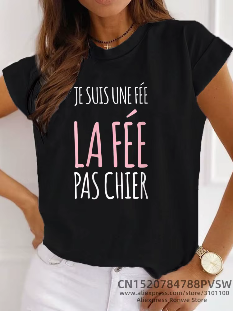 Femme Tee Shirt Femme Manche Courte Humour Je Suis Une Fée T-Shirt avec Col en o
