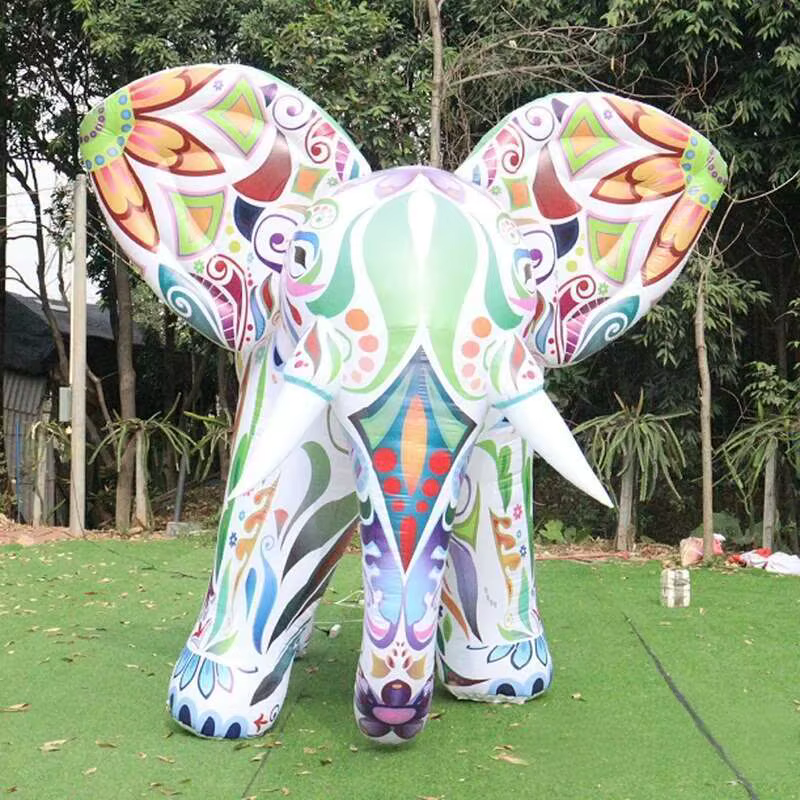 Éléphant géant avec lumières Led colorées, grand dessin animé Animal Iatable pour la publicité extérieure, décor d'événements de défilé