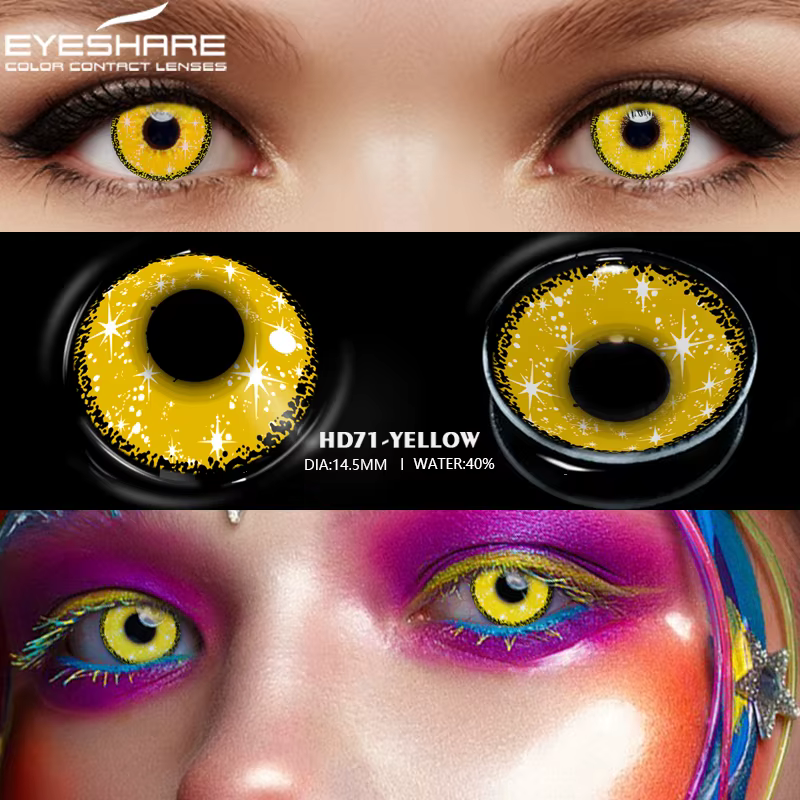 EYESHARE Cosplay lentilles de Contact colorées pour les yeux 2 pièces lentille de couleur jaune annuel Anime