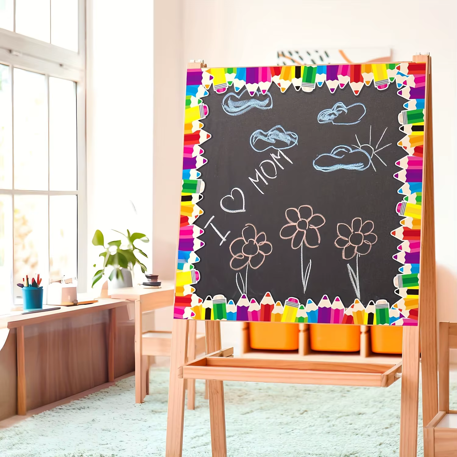 Autocollant de bordure pour tableau d'affichage en forme de crayon - Décoration colorée pour la rentrée scolaire, les panneaux d'affichage, l'espace de travail des enseignants