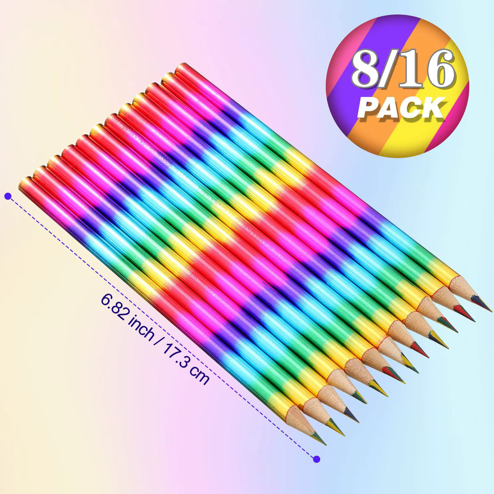 8/16 pièces arc-en-ciel 4 crayons de couleur en 1 crayons arc-en-ciel crayons de couleur en bois crayon multicolore pour enfants fournitures scolaires de bureau