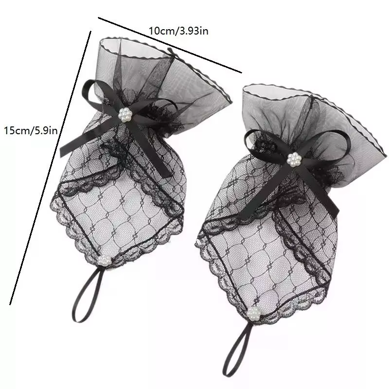 1 paire de gants de mariage en dentelle pour Nail Art, faux manchette plissée, accessoires de photographie de manucure, fausses manches, accessoires pour ongles, fournitures