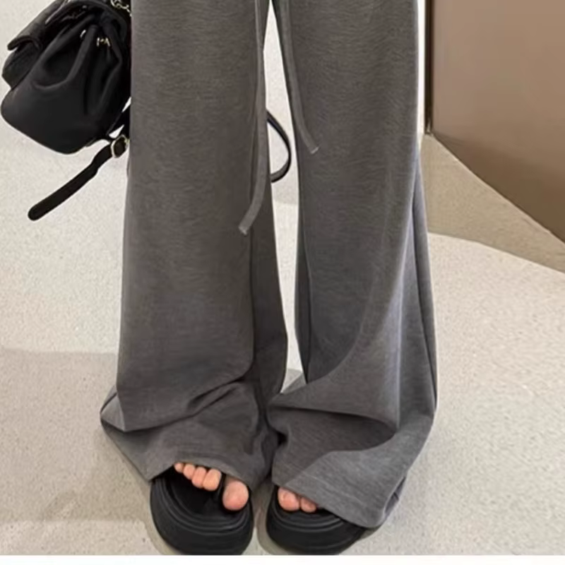 Pantalon de sport marron taille basse pour femme, taille haute, coupe cintrée, drapé décontracté, jambes larges