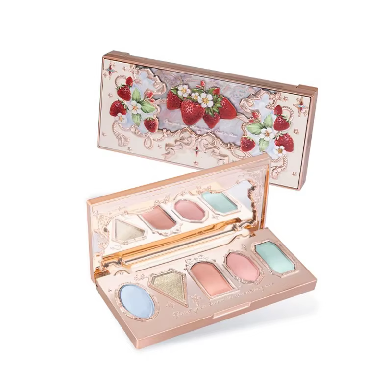 Fleur sait fraise Rococo fard à paupières pressé paillettes 5 couleurs ombre