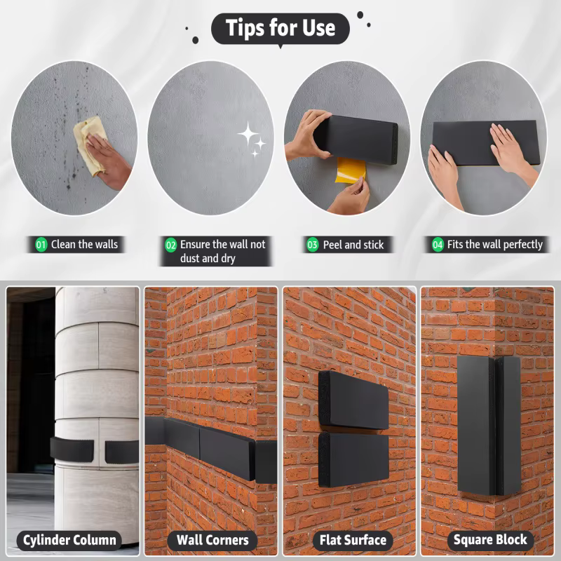 Lot de 4 protections murales pour garage, pare-chocs de porte de voiture, protection d'angle de mur, auto-adhésives, résistantes aux rayures et aux dommages