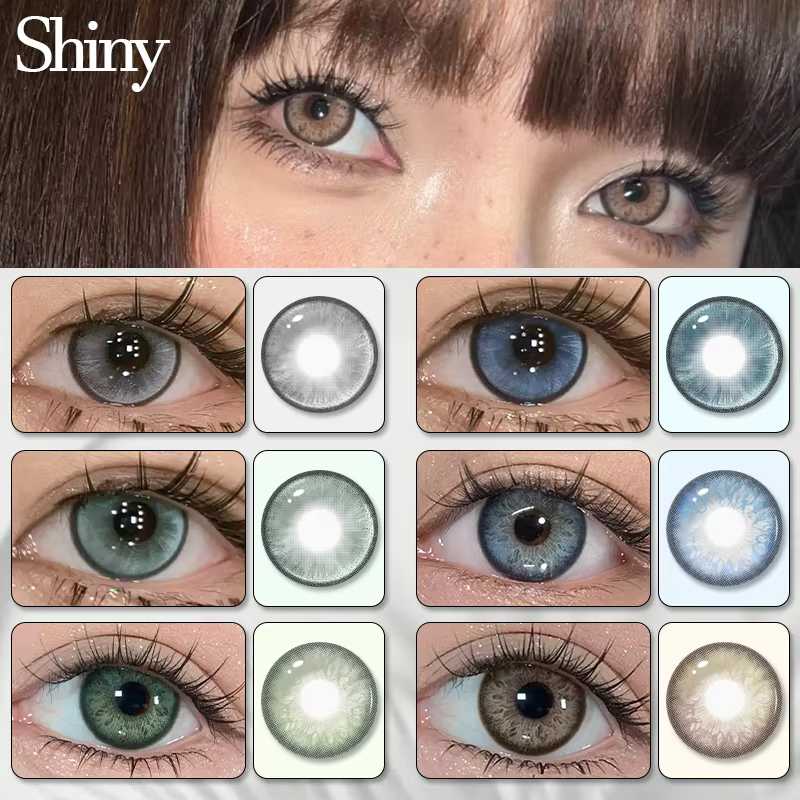 DUOXIU 1 paire de lentilles de contact de couleur myopie annuelle pour les yeux bruns-lentilles souples de Cosplay d'élève rose bleu à la mode