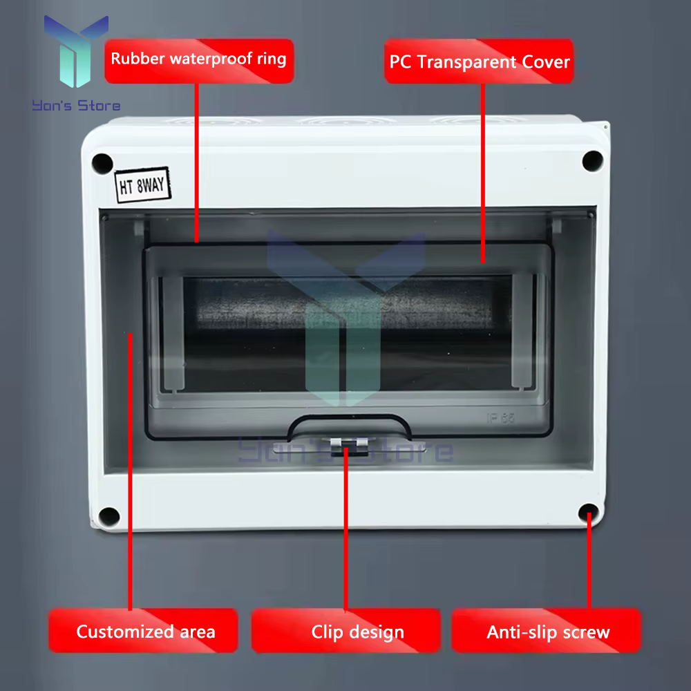 Boîte de Distribution électrique d'isolation étanche extérieure, 2/3/5/8/12 voies, disjoncteur MCB, boîte de fil de jonction de puissance IP65