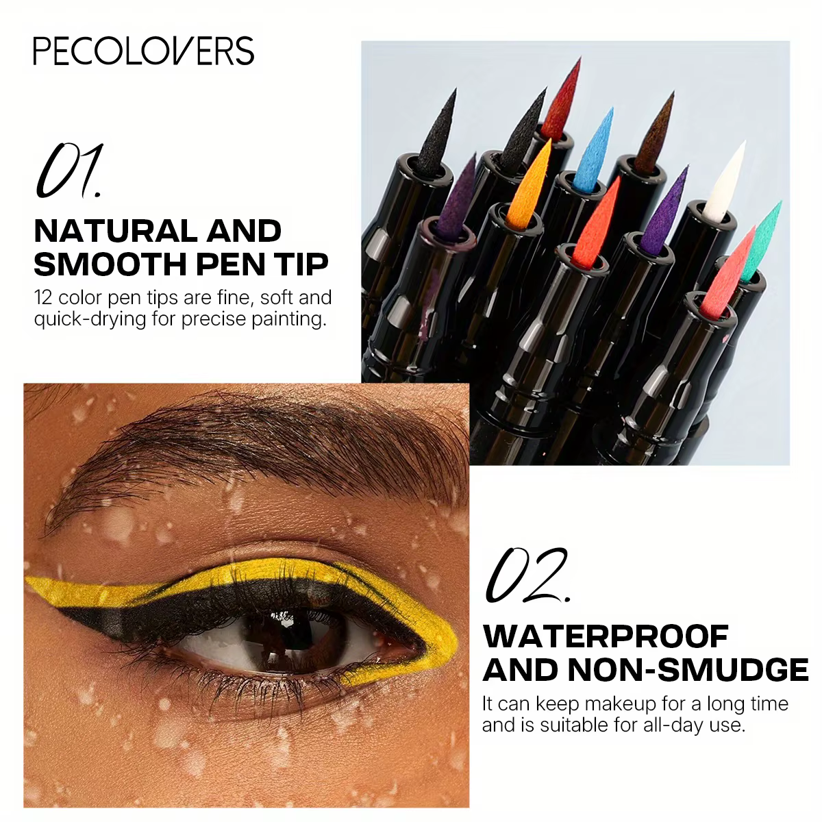 Stylo Eyeliner liquide imperméable, sans taches, coloré, mat, lisse, séchage rapide, facile à porter, maquillage de beauté sans bavures