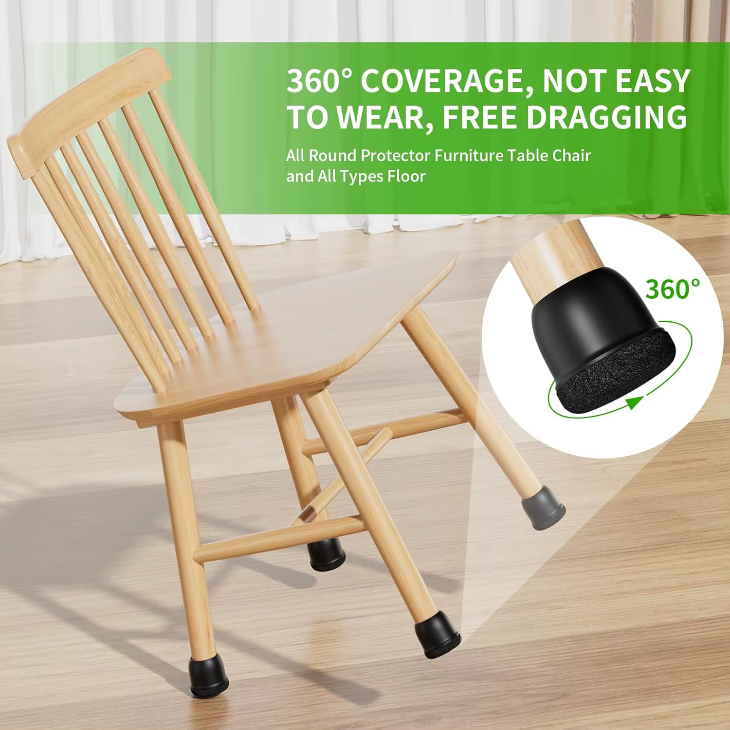 Protecteurs de pieds de chaise ronds noirs, 8 pièces, couvre-pieds antidérapants en Silicone pour sols en bois dur, coussinets pour pieds de meubles pour éviter les rayures