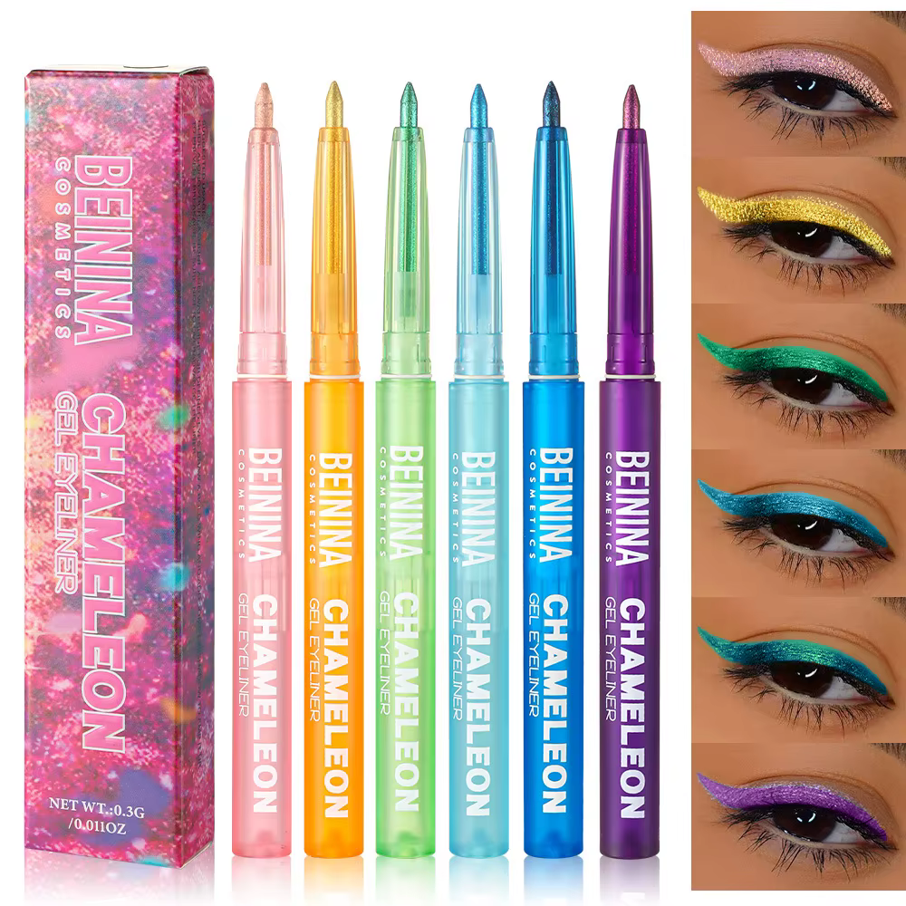 Brillant caméléon métallique bleu Eyeliner Gel stylo fard à paupières multicolore Eye Liner nacré polarisé paillettes yeux Pigment maquillage