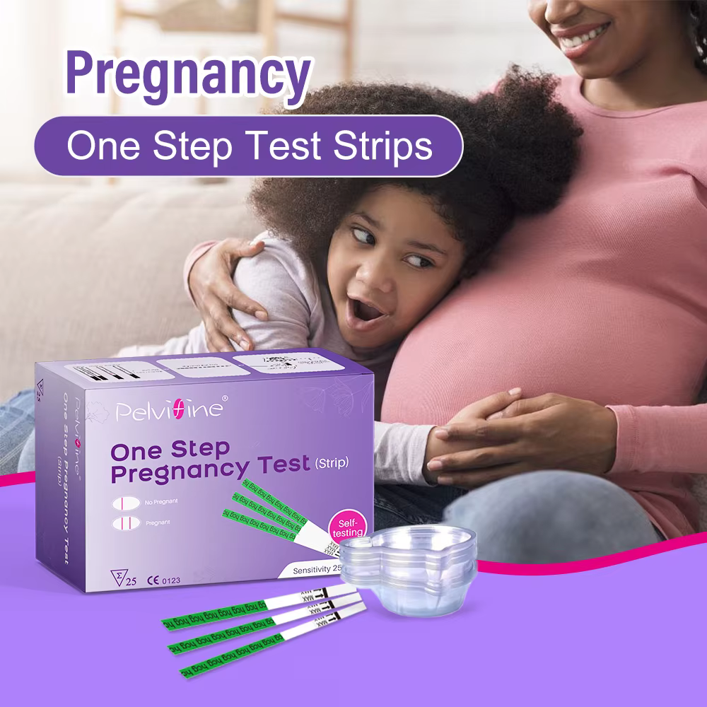 Tests de grossesse Pelvifine avec tasse, bandelettes de test de grossesse en vrac pour la détection à domicile, précision supérieure à 99%, kit de test HCG, 25 points