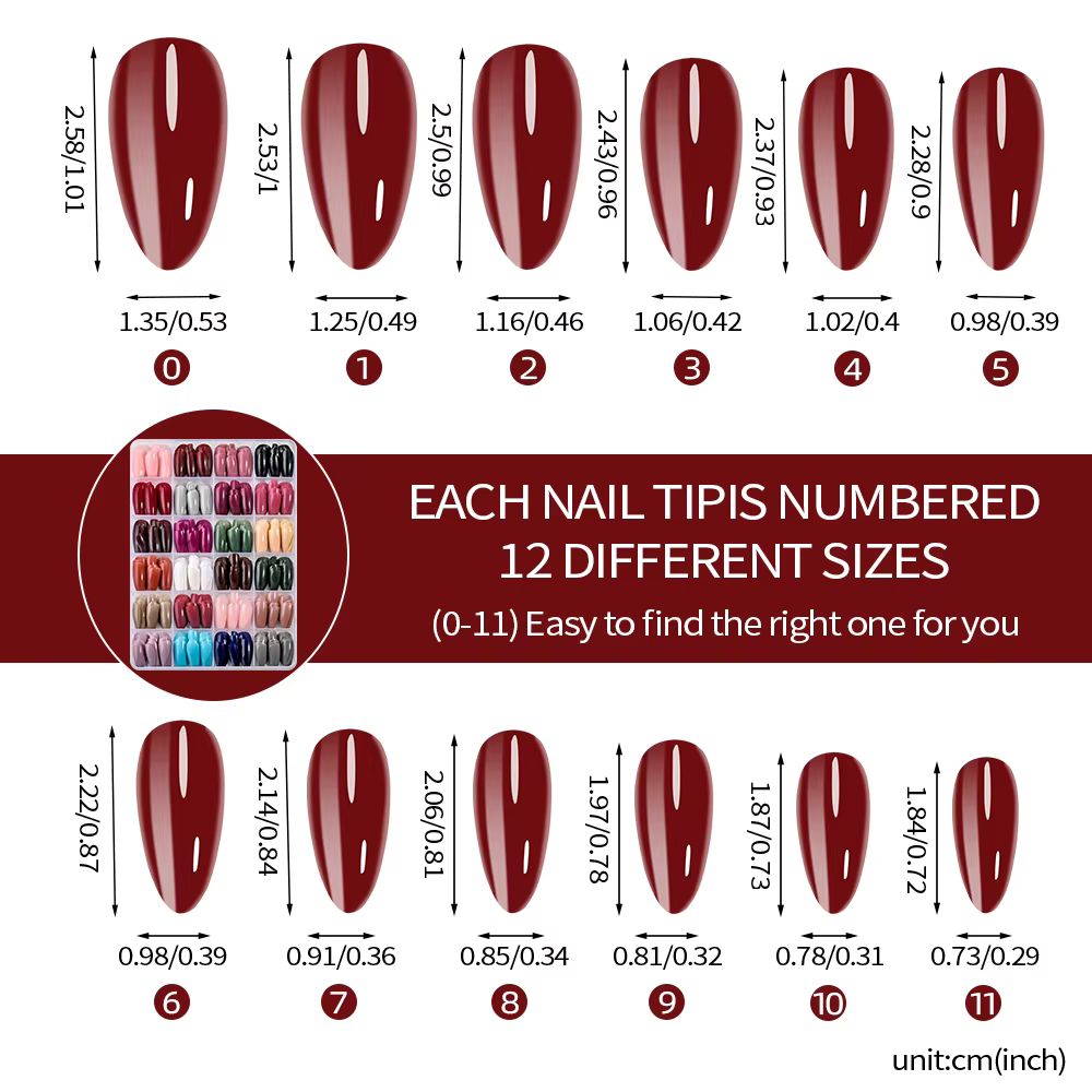 288 pièces/boîte couleur unie amande faux ongles moyen coloré Simple presse sur ongles mixte couverture complète amande faux ongles conseils pour les femmes
