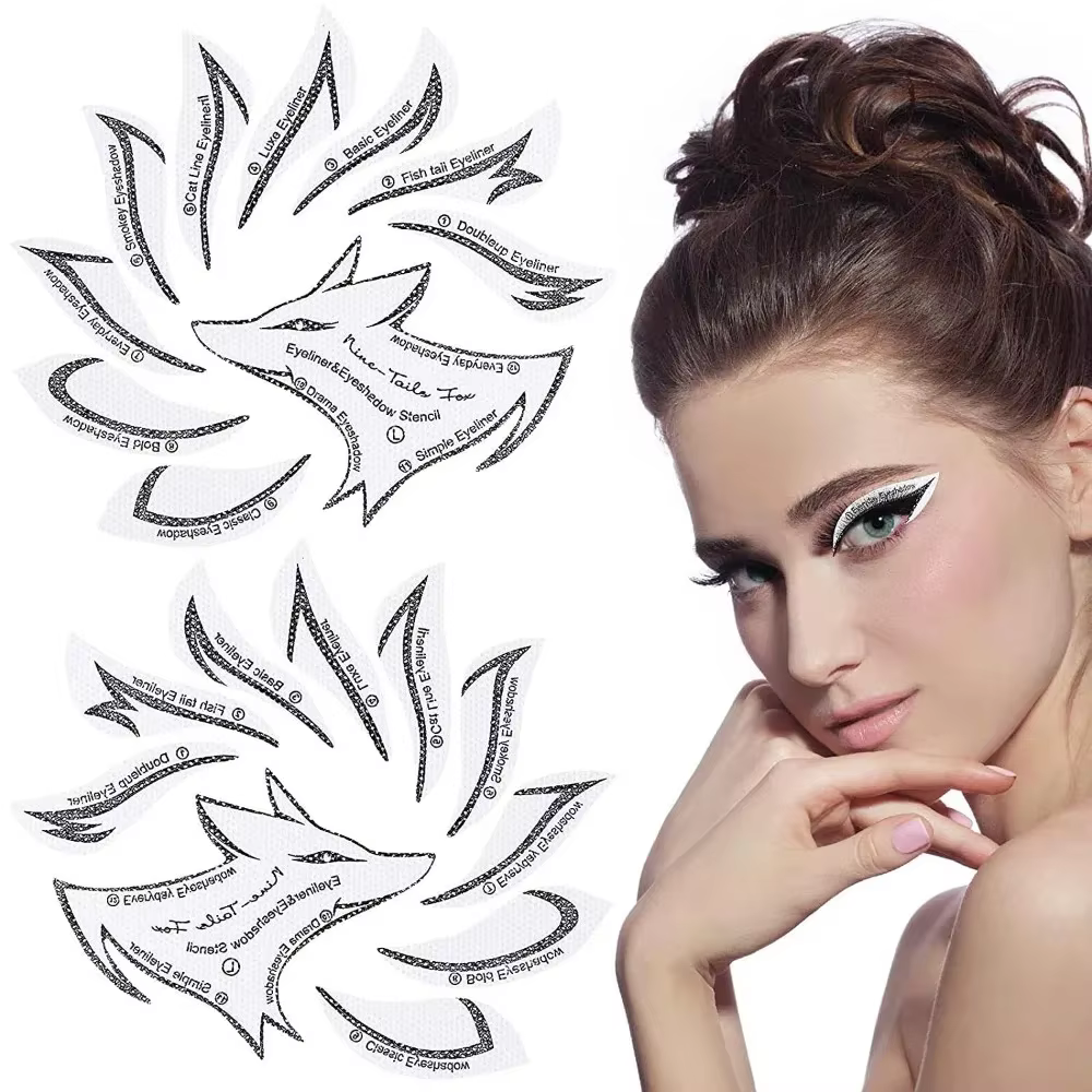 4 pièces/ensemble modèle Eyeliner pochoir de maquillage pour les yeux sourcils ombre à paupières
