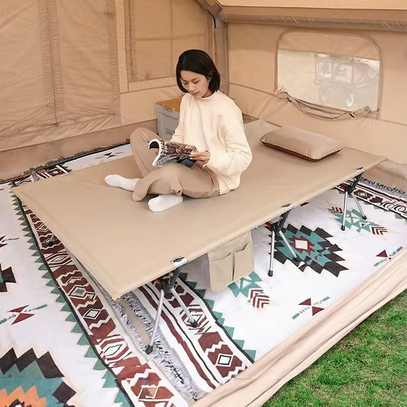 Lit de camping pliable Lohascamping 80 cm de large, ultraléger, portable, double usage (hauteur réglable), pour le backpacking, les voyages et la randonnée.