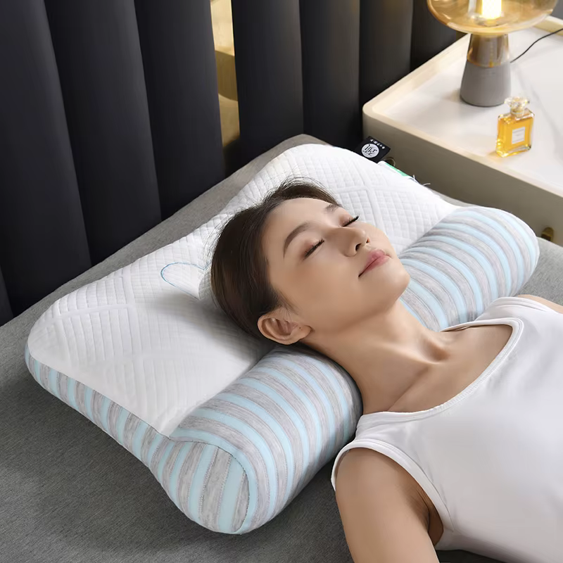 1 oreiller cervical confortable pour le cou, soulagement doux de la douleur, garnissage en microfibre, oreiller de lit lavable, soutien cervical profilé