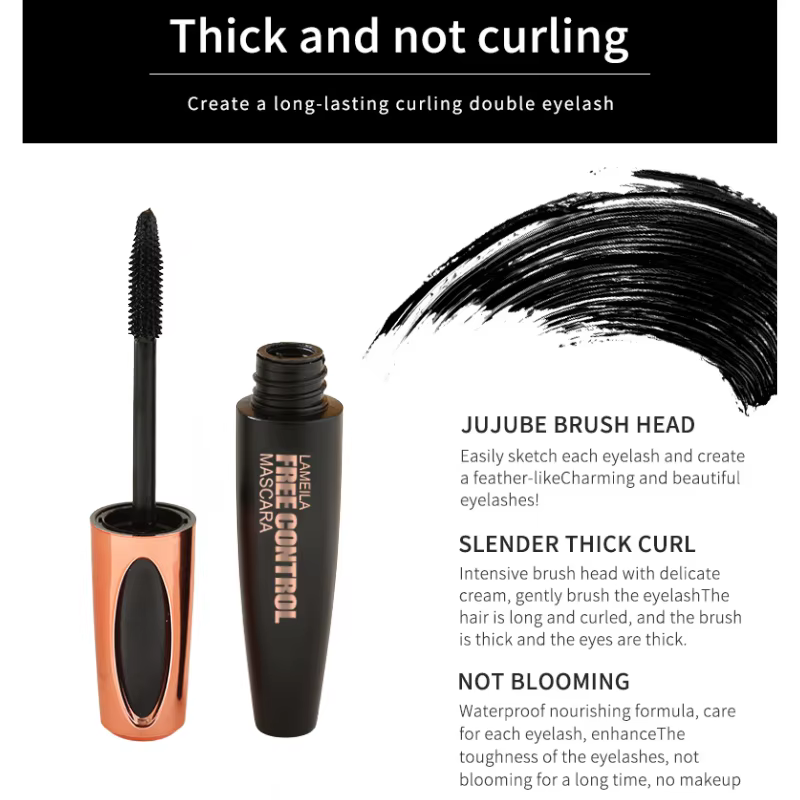 Mascara noir longue tenue 8D en fibres de soie
