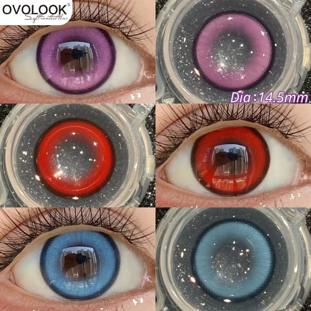 2pcs/paire beauté violet lentille de Contact pour les yeux bleu élève Cosplay maquillage