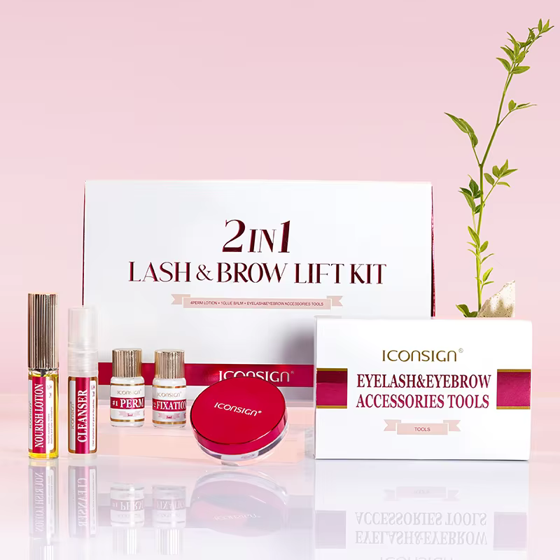 ICONSIGN 2IN1 professionnel rapide Perming cils et brun Kit de sauvetage durable 6-8 semaines Mascara levage