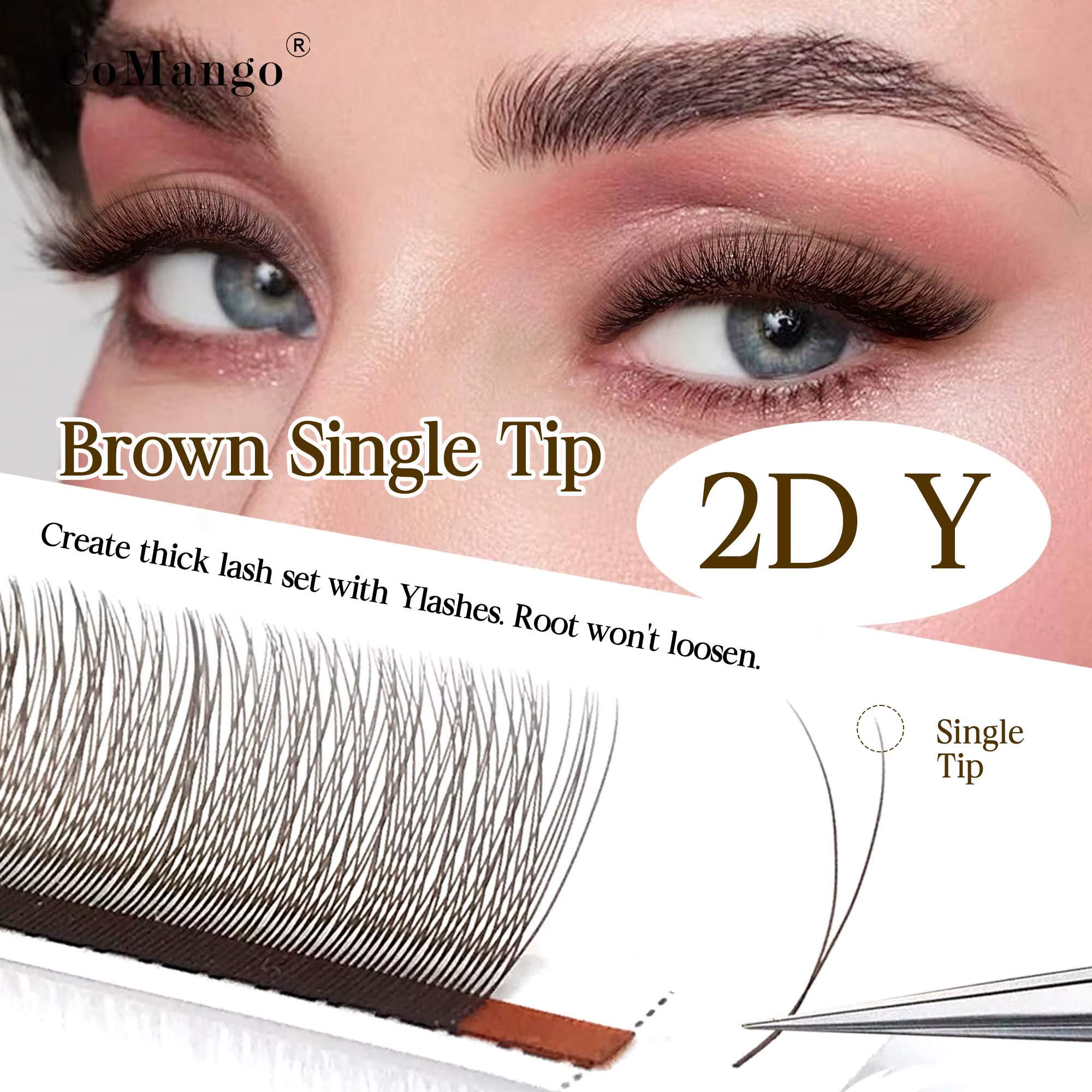 Mix 8-12/8-15mm brun extension de cils 2D forme V faux