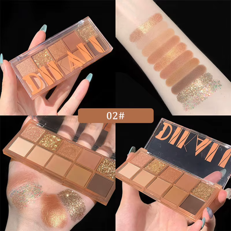Palette de fards à paupières dix couleurs avec poudre nacrée mate