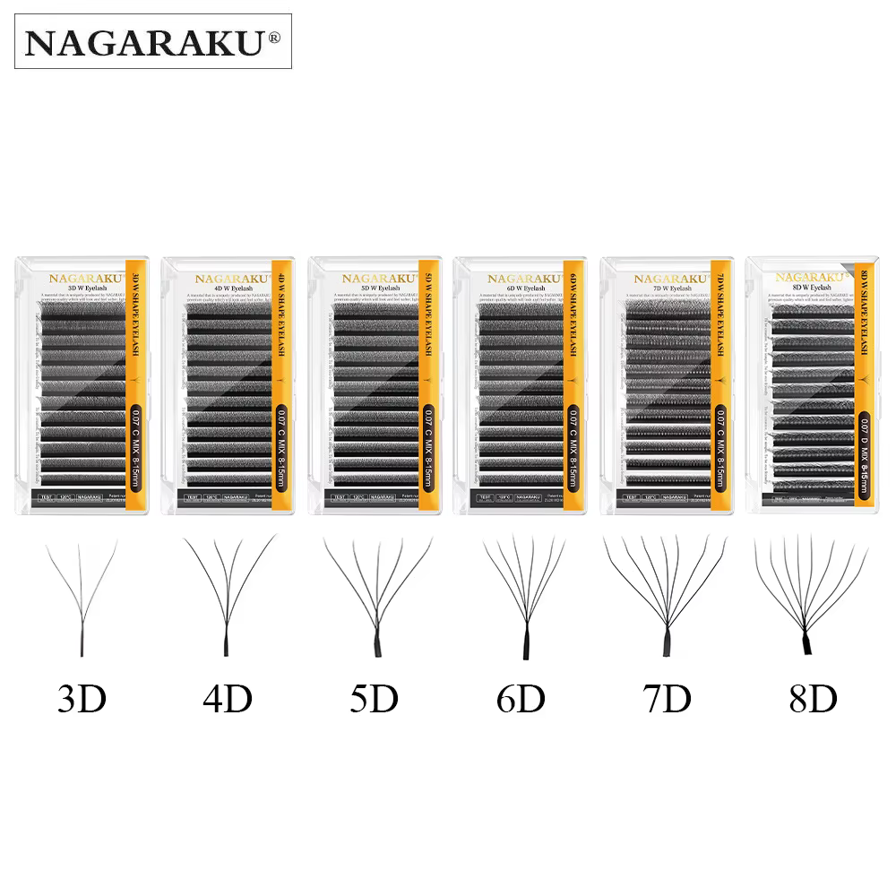 NAGARAKU floraison automatique 3D 4D 5D 6D 7D 8D W forme toutes tailles ventilateurs préfabriqués Extensions de cils