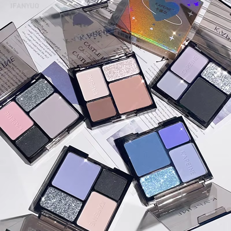 Noir rose fard à paupières poudre douce Cool filles yeux Contours Palette de maquillage coréen quatre couleurs