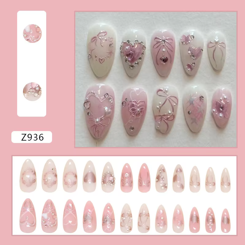 24 pièces/ensemble doux arc faux ongles presse sur ongles faux ongles Kit Art artificiel ongles doigt bricolage manucure pour femmes et filles