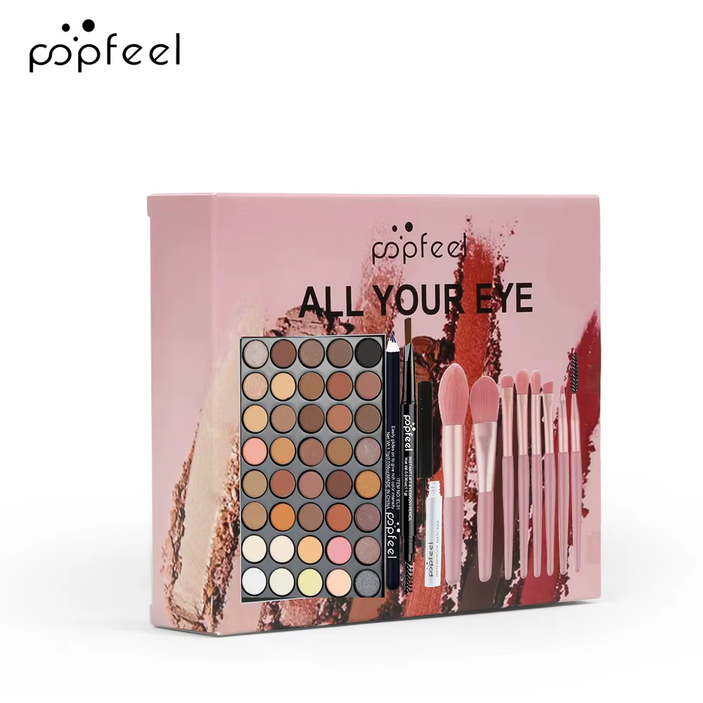 POPFEEL ensemble de maquillage pour les yeux 40 couleurs fard à paupières Palette crayon à sourcils Eyeliner stylo