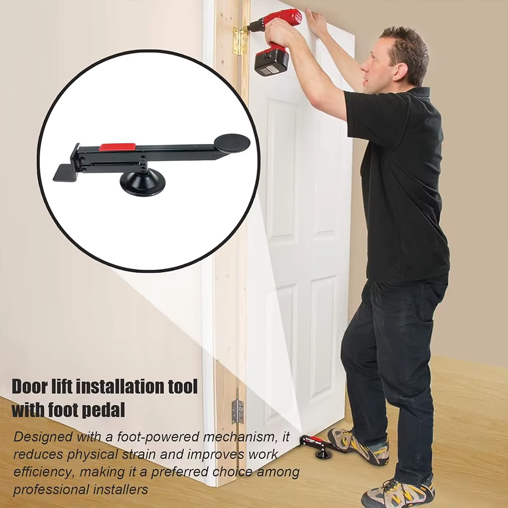 Lève-porte Pied de levage de porte 360 ° Aide à l'installation d'ascenseur de panneau de porte activé par levier de Rotation pour l'installation de porte de maison