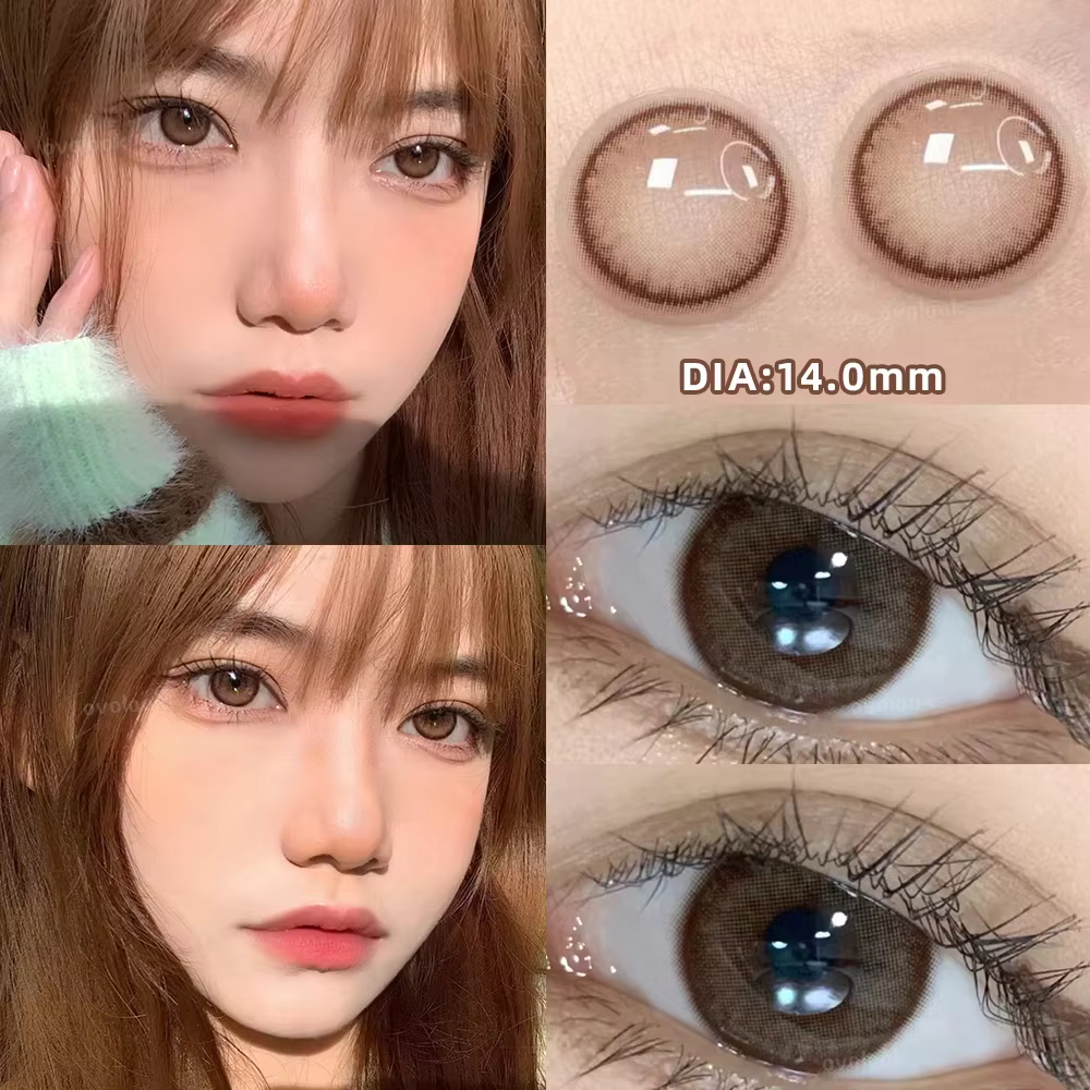 1 paire (2 pièces) lentilles de Contact marron naturel pour les yeux