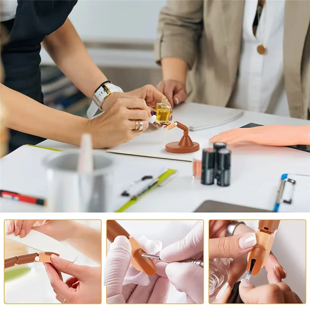 Doigt d'entraînement pour nail art avec 100 faux ongles, doigts humains réglables, équipement et outils de formation NA020