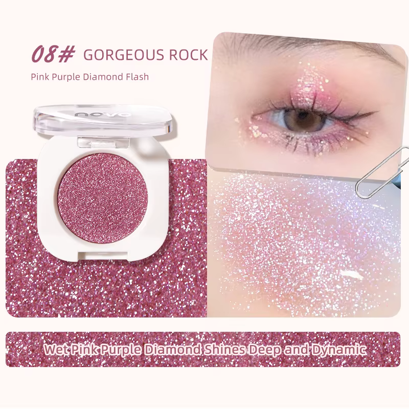 Diamant argent fard à paupières durable imperméable Monochrome brillant maquillage des yeux Palette miroitant mat gris