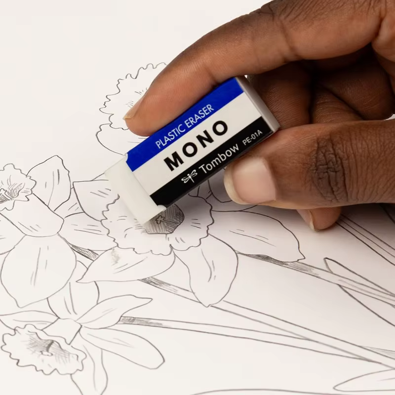 Gomme Tombow MONO, blanche, 2B/4B. élimine les marques sans endommager le papier, idéale pour l'école ou l'art, gommes de qualité supérieure