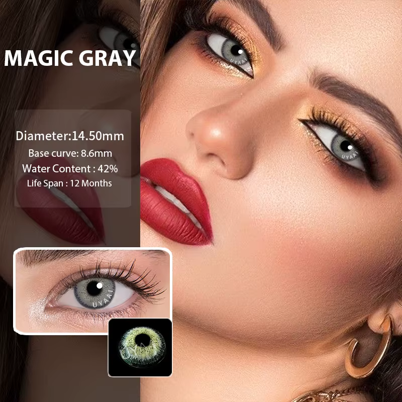 UYAAI lentilles de contact de couleur naturelle pour les yeux pupilles gris glacé lentille verte