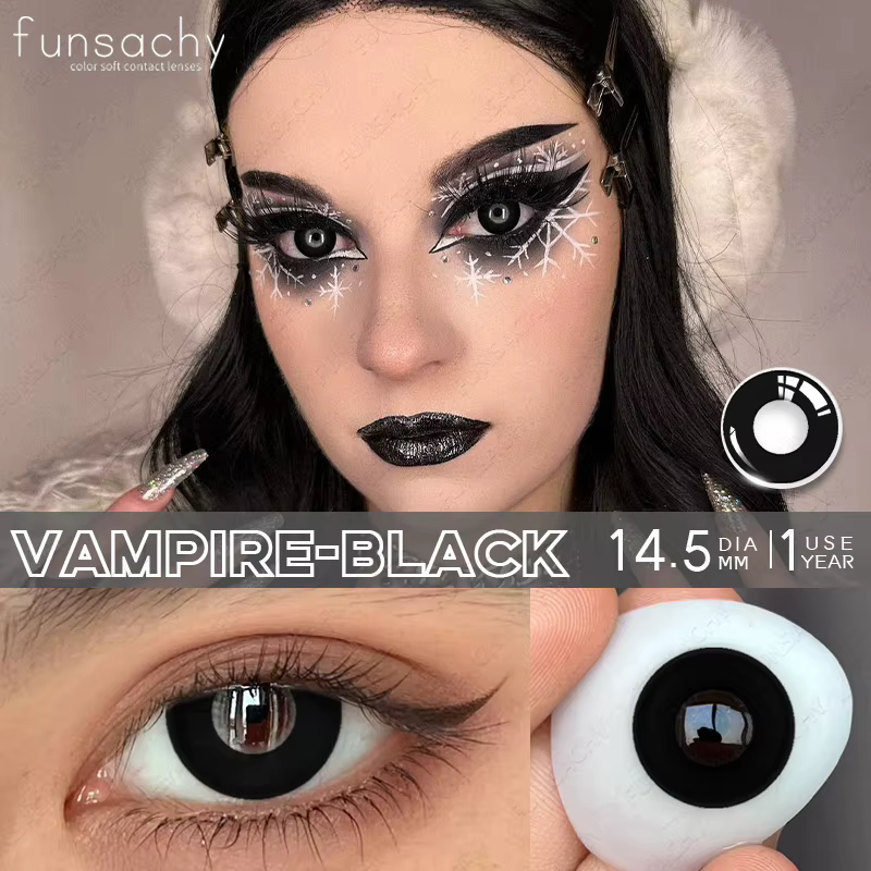 FUNSACHY Cosplay lentilles noires aveugles Anime lentille de couleur des yeux blancs