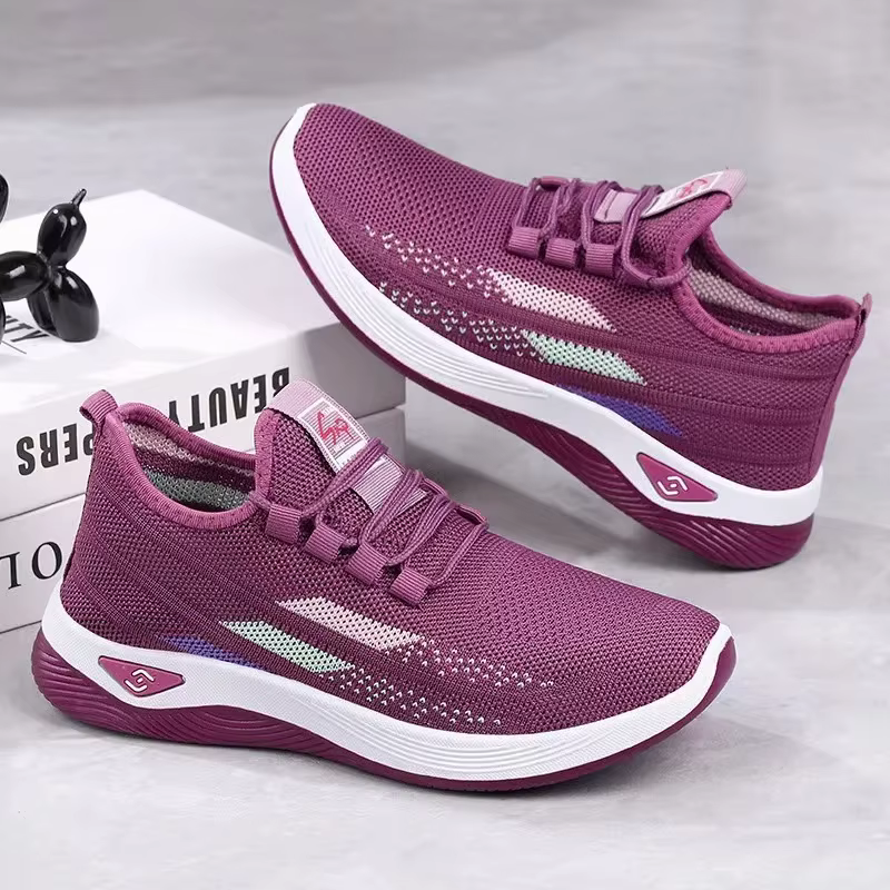Chaussures de course basses en maille pour femmes, chaussures de mode pour étudiants, nouvelles chaussures de sport tricotées, chaussures décontractées à semelles souples, printemps et automne