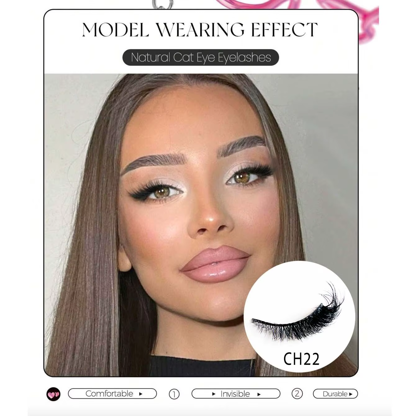 5 paires de faux cils en faux vison effet œil de chat