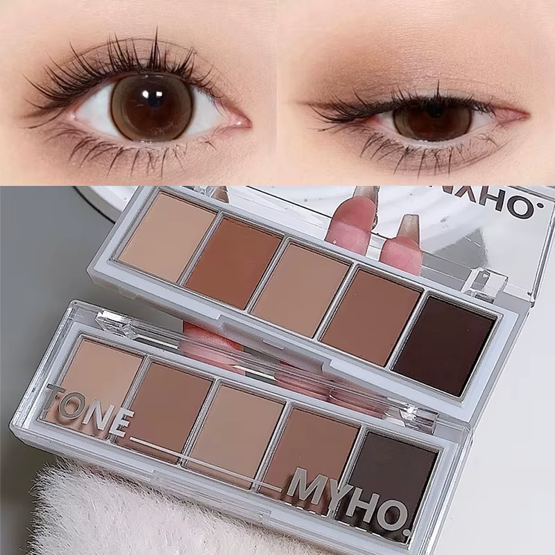 MYHO coréen cinq couleurs fard à paupières Palette plein mat brun Contour du visage ombre