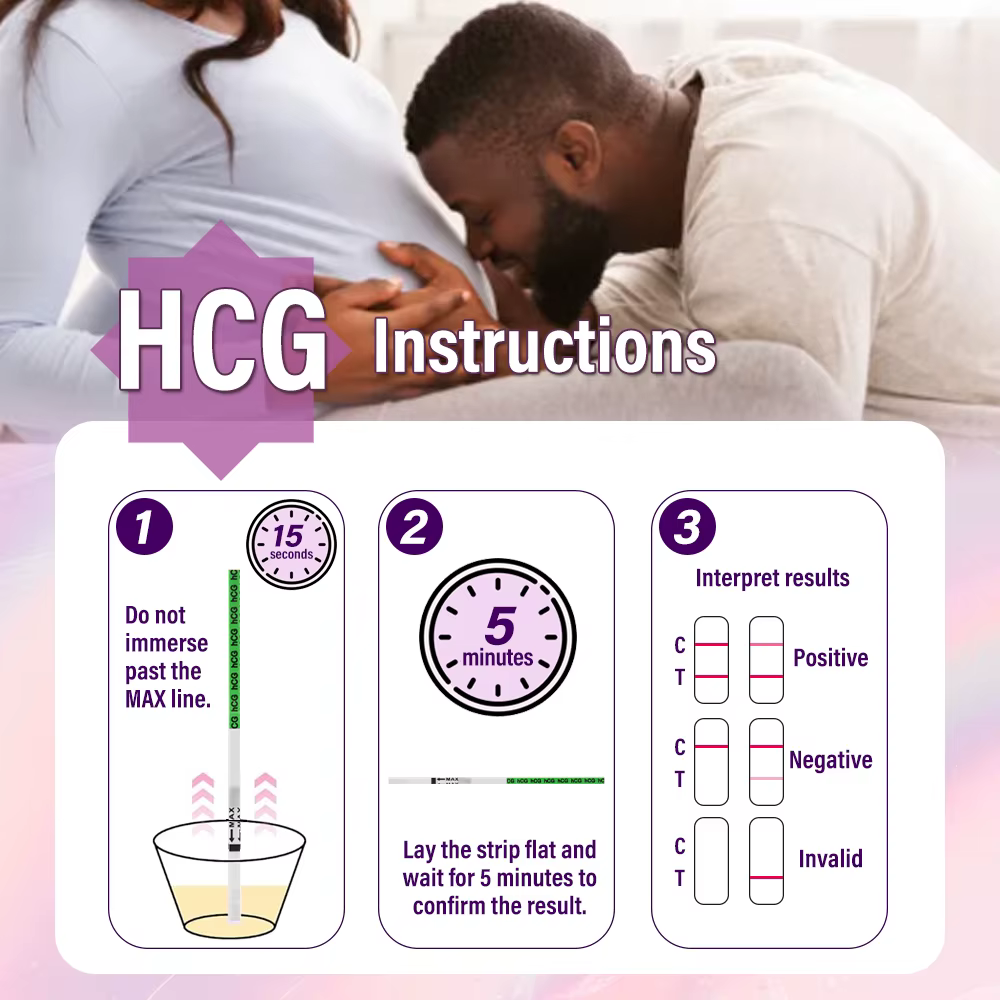 Tests de grossesse Pelvifine avec tasse, bandelettes de test de grossesse en vrac pour la détection à domicile, précision supérieure à 99%, kit de test HCG, 25 points