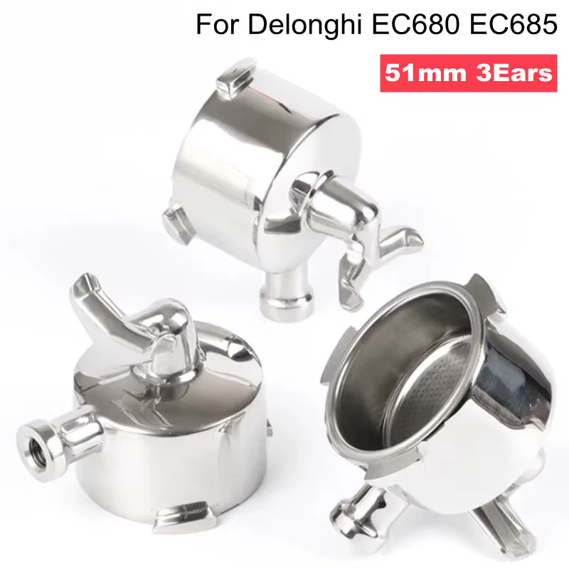 Porte-filtre sans fond pour Delonghi EC680 EC685, 51mm, double bec, avec 2 filtres standardisés, panier à café, accessoires pour machine à expresso
