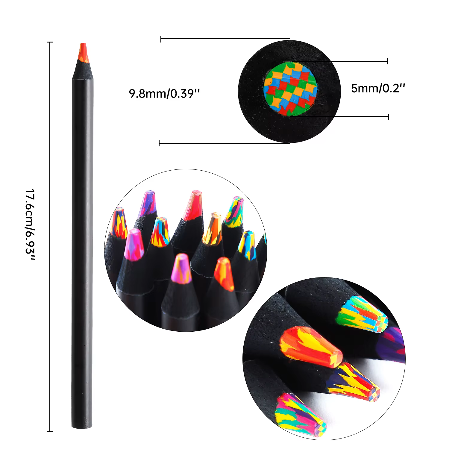 8-24 crayons arc-en-ciel de grande taille de différentes couleurs, crayons arc-en-ciel colorés en bois pour enfants et adultes, crayons multicolores pour le dessin