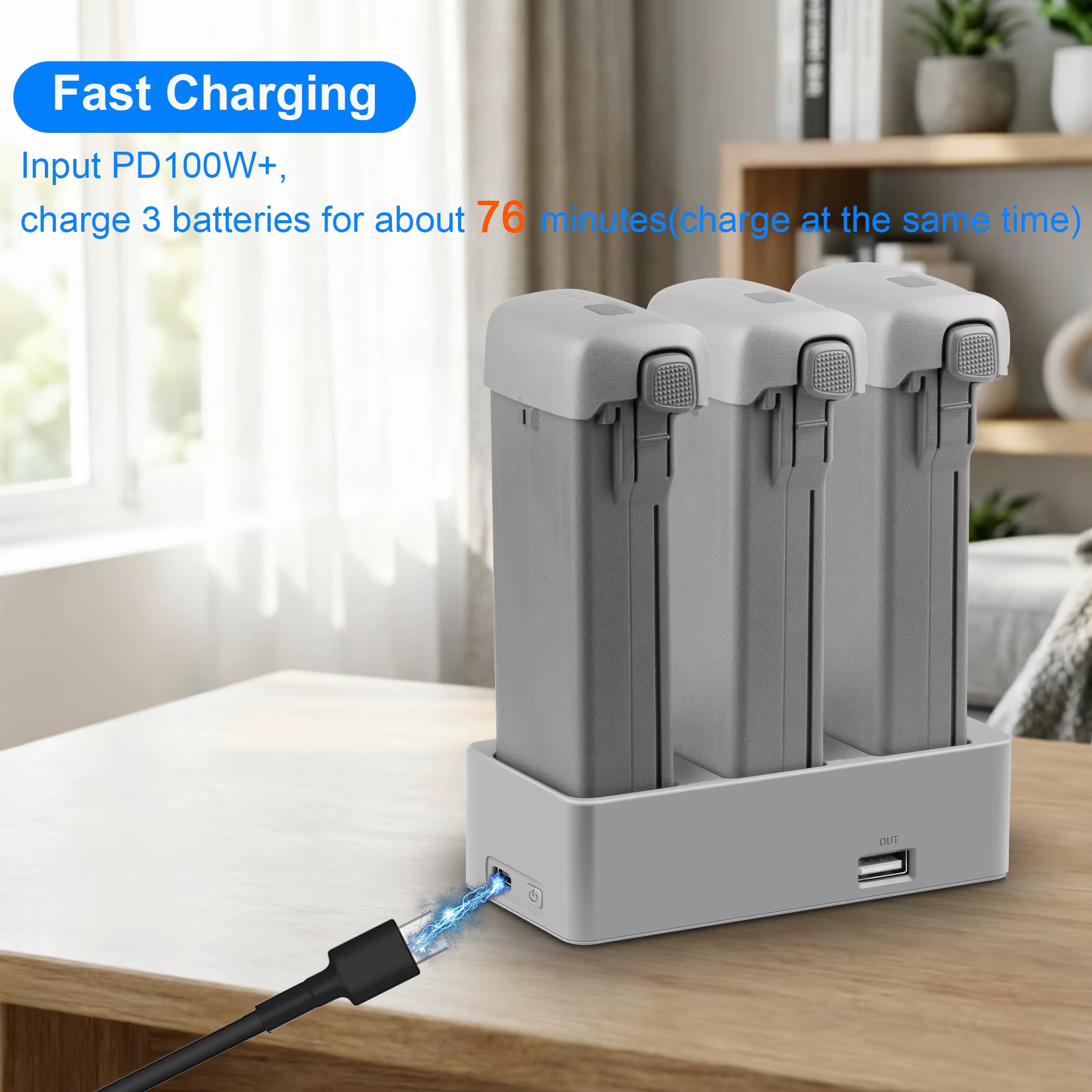 Hub de charge rapide 3 ports 100W, base de charge intelligente pour batterie, accessoires pour drone DJI AVATA 360