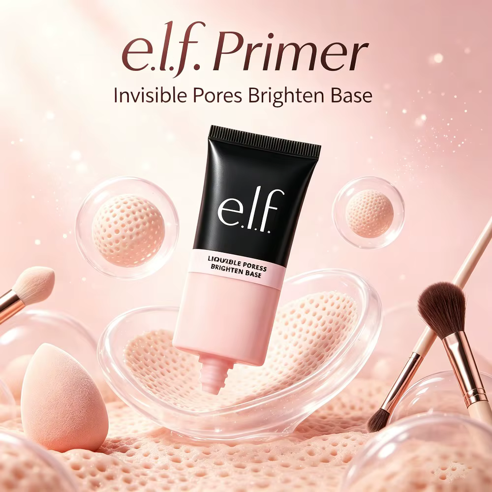 e.l.f. Base de maquillage liquide matifiante effet peau parfaite, texture crème, minimise les pores, contrôle le sébum, cosmétiques pour une peau impeccable